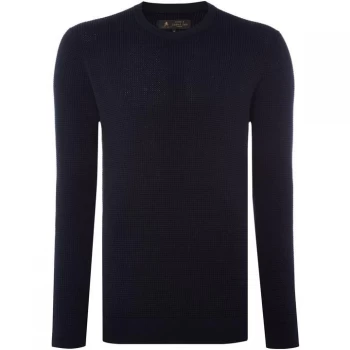 Image of Label Lab Isaac Waffle Crew Sweater - Navy