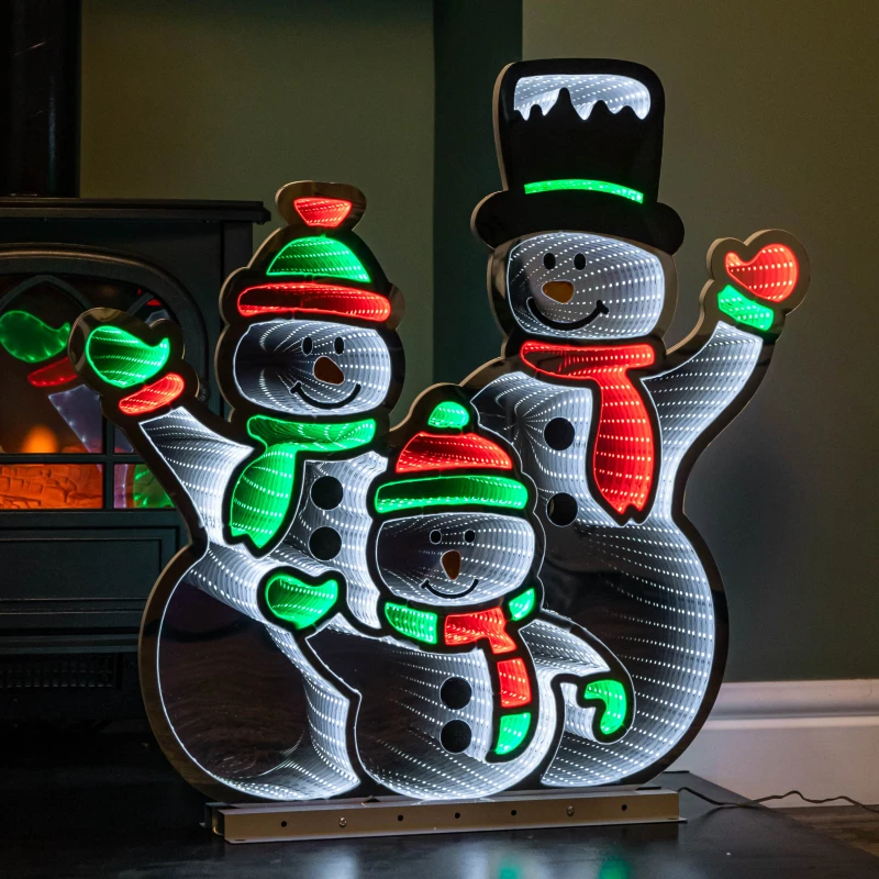Image of 65cm Infinity Standing Snowmen Family on Metal Base with White, Red & Green LEDs