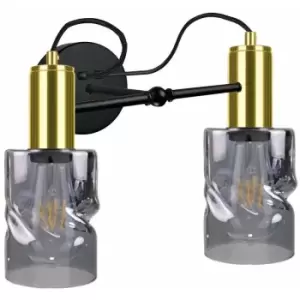 Image of Keter Inger Wall Lamp Black, Gold, 25cm, 2x E27