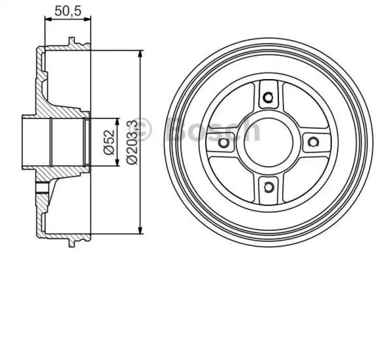 Image of Bosch 0 986 477 308 Brake Drum Rear Axle, 234mm, with ABS sensor ring Brake Drum (123)