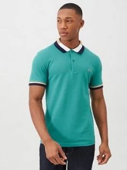 Lacoste Sportswear Contrast Collar Polo Shirt - Green, Size 3=S, Men