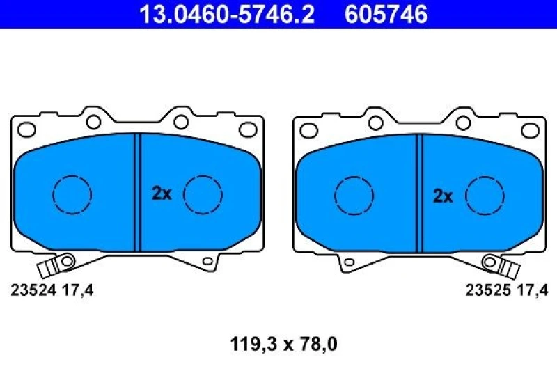 Image of ATE 13.0460-5746.2 Brake pad set with acoustic wear warning Brake Pad Set,disc brake (402)