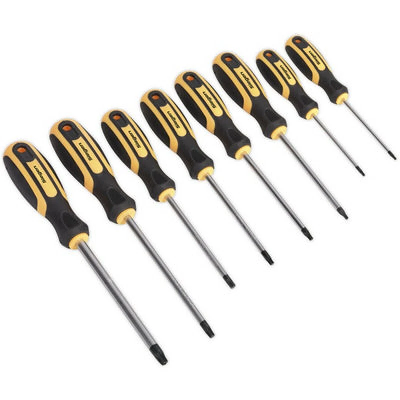 Image of Loops 8 PACK TRX Star Screwdriver Set - Comfort Grip Handle - T8 to T40 Magnetic Tips Multi