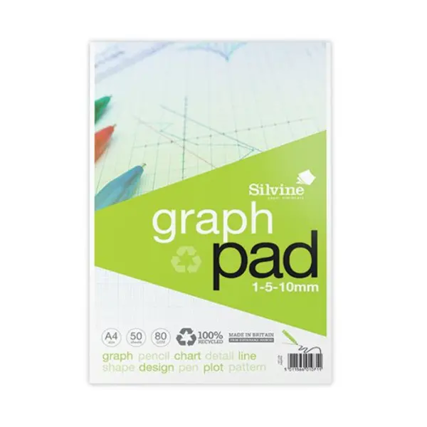 Image of Silvine Recycled Graph Pad 1/5/10mm A4 50 Pages A4GPRE