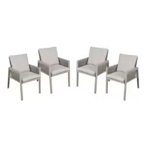 image of Dellonda 4pc Fusion Garden/Patio Aluminium Dining Chair w/ Armrests Grey DG50