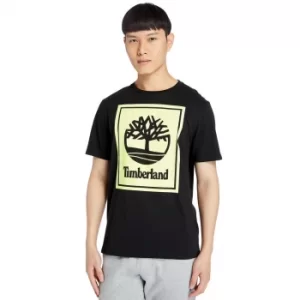 image of Timberland Stack Logo T-Shirt For Men In Black/yellow Black/yellow, Size L