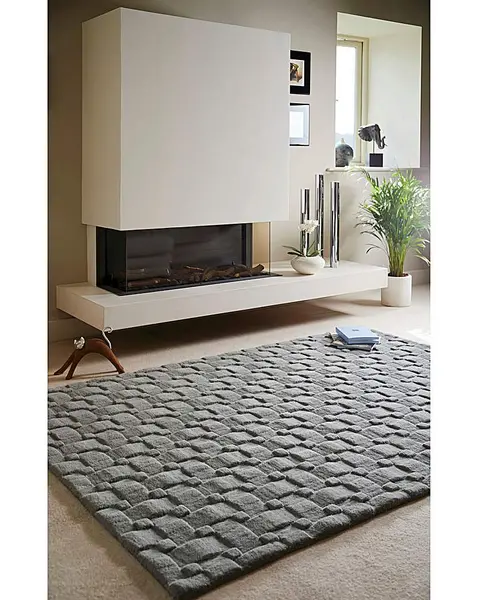 Image of Origins Basketweave Woollen Rug Grey 120X170 WB30602