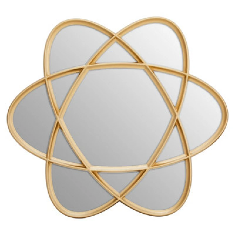 Image of Orsina Contemporary Gold Wall Mirror, Handcrafted Oval Mirror Montage With Looping Design, Stylish Gold Wall Mirror