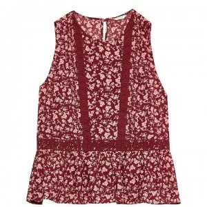 image of Jack Wills Lackenby Lace Insert Top - Damson