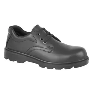 Image of Grafters Mens Plain 3 Eye Shine Leather Safety Shoes (10 UK) (Black)