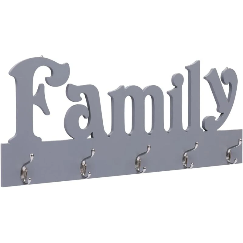 Image of vidaXL Wall Mounted Coat Rack FAMILY Grey Clothes Stand Hanger Hall Furniture