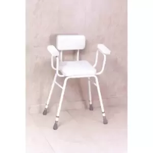 Image of Nrs Healthcare Malvern Height Adjustable Perching Stool With Moulded Arms And Padded Back White