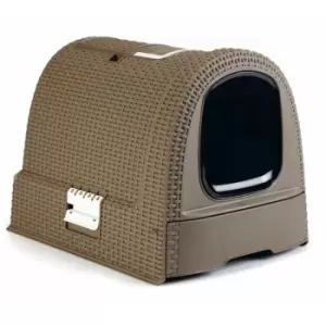 image of Hooded Cat Litter Box 51x38.5x39.5cm Mocca 400461 - Anthracite - Curver