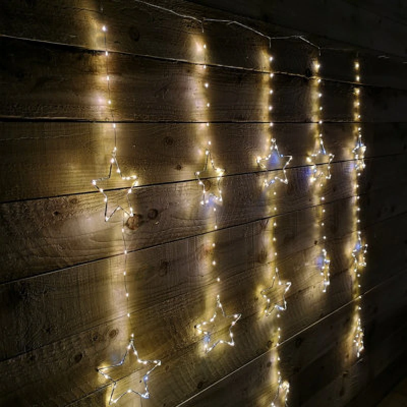 Image of Samuel Alexander 1.3 x 1.2m Premier Christmas Flashing Star LED Curtain Lights in White Mix White