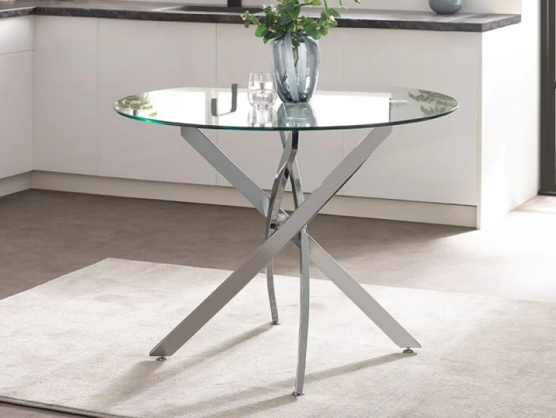Image of Julian Bowen Anderson 100cm Glass and Chrome Dining Table