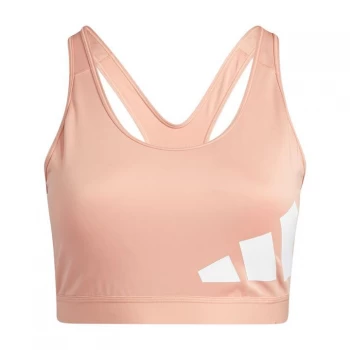 Image of adidas Believe This Medium-Support Workout Logo Bra (Plus - Ambient Blush / White