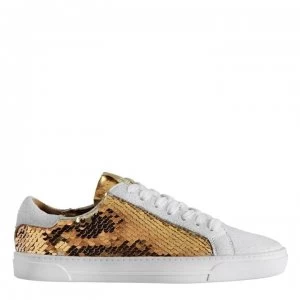 Image of DKNY Andi Low Sequin Trainers - WHG Wh/Gold
