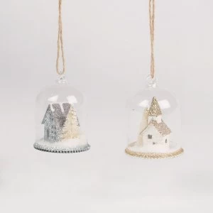 image of Sass & Belle (One Random Supplied) Glitter House Snow Globe Dome Bauble