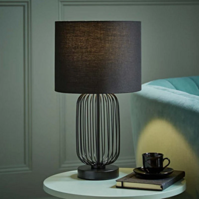 Image of ValueLights Gabbia Black Metal Touch Table Lamp Black