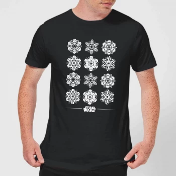 Image of Star Wars Snowflake Mens Christmas T-Shirt - Black - 3XL - Black