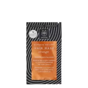 image of Apivita Express Beauty Shine and Revitalizing Hair Mask Orange 20ml