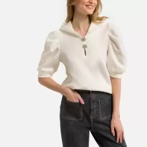 Image of Dylia Cotton Mix Hoodie with Short Puff Sleeves