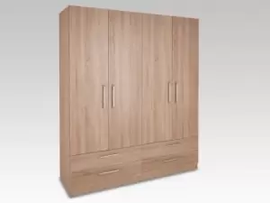 Image of Harmony Holborn Oak 4 Door 4 Drawer Large Wardrobe Flat Packed