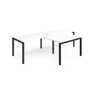 Image of Bench Desk 2 Person With Return Desks 2800mm White Tops With Black Frames Adapt