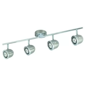 Image of Palmer 4 Light Adjustable Ceiling Spotlight Bar Satin Silver, Chrome, GU10