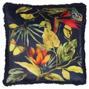 image of Paoletti Cahala Tropical Cushion Cover (One Size) (Navy) - Navy