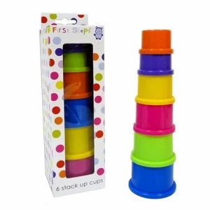 Image of First Steps 6pc Colored Stacking Cups For Imaginative Play