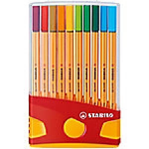 image of Stabilo Point 88 ColorParade Fineliner Fine 0.4mm Assorted Pack of 20