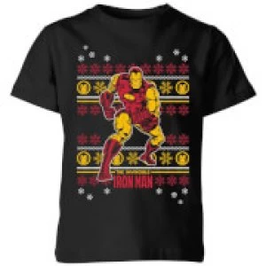 Image of Marvel Iron Man Kids Christmas T-Shirt - Black - 11-12 Years