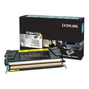 image of Lexmark X746A1YG Yellow Laser Toner Ink Cartridge