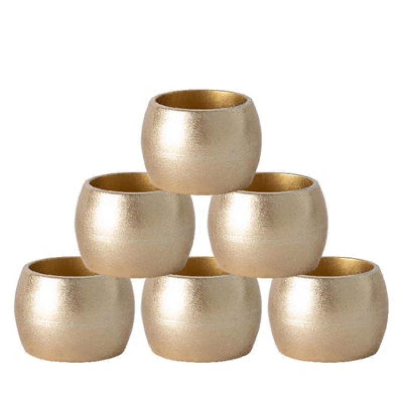 Image of Argon Tableware Metallic Napkin Rings - Gold - Pack Of 6