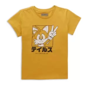 image of Sonic The Hedgehog Tails Katakana Womens T-Shirt - Mustard - L