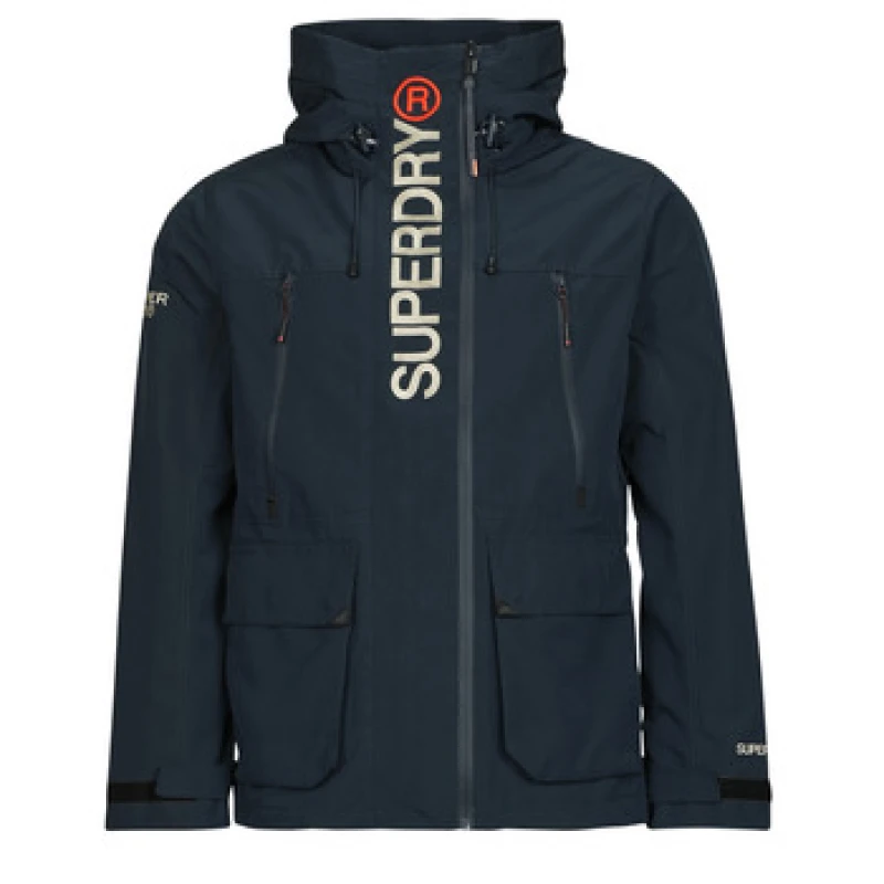 Image of Superdry Hooded windbreaker with embroidered logo Superdry Ultimate Bleu Male S