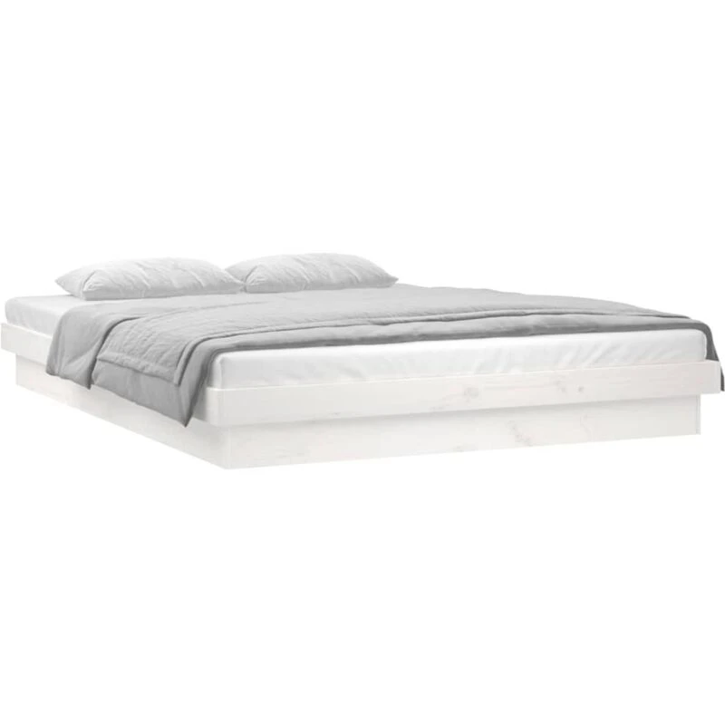 Image of VIDAXL LED Bed Frame without Mattress White 140x190cm Solid Wood Vidaxl 8720287072065