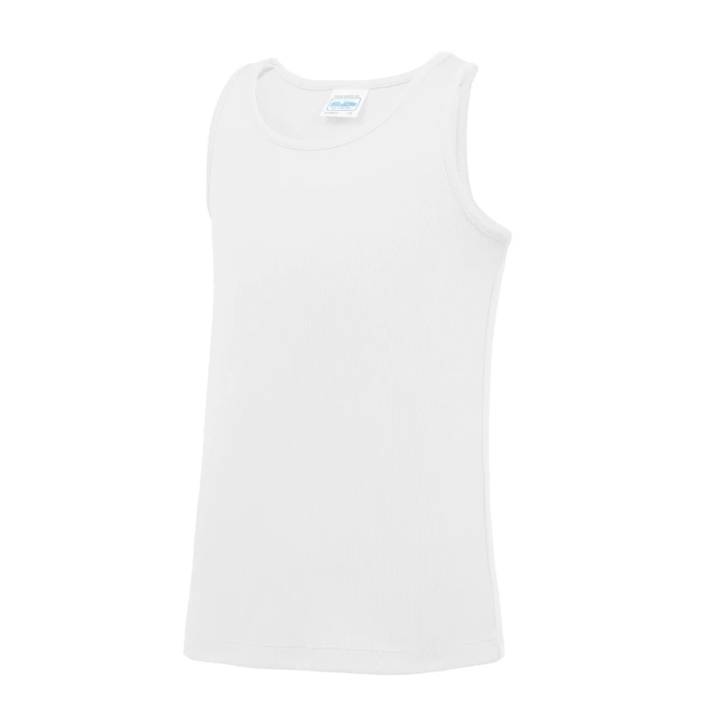 Image of AWDis Just Cool Plain Sleeveless Vest Top in White Size: 12-13 Years White Unisex 12-13 Years