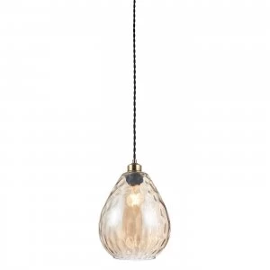 Image of Ceiling Pendant Light Cognac Rippled Glass, E27