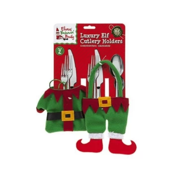Image of Set Of 2 Luxury Elf Cutlery Holders Table Decor - Childrens Toys & Birthday Present Ideas