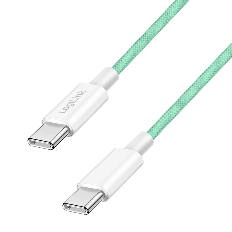 Image of LogiLink USB 2.0 Type-C cable. C/M to C/M. nylon jacket. 60W. green. 0