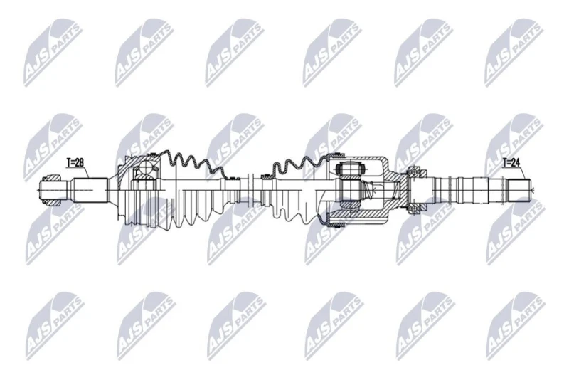 Image of NTY NPW-PE-132 Drive shaft Manual Transmission, Front Axle Right Drive Shaft (13)