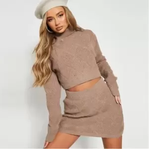 Image of I Saw It First Roll Neck Diamond Knit Crop Jumper - Blue