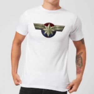 Image of Captain Marvel Chest Emblem Mens T-Shirt - White - 3XL