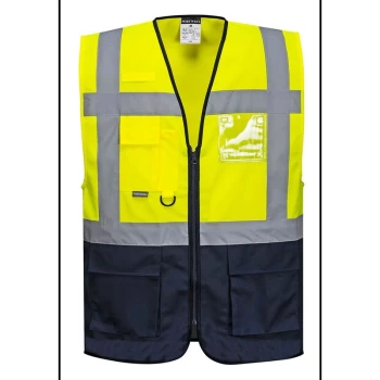 Image of C476YNR4XL - sz 4XL Warsaw Executive Vest - Yellow/Navy - Portwest