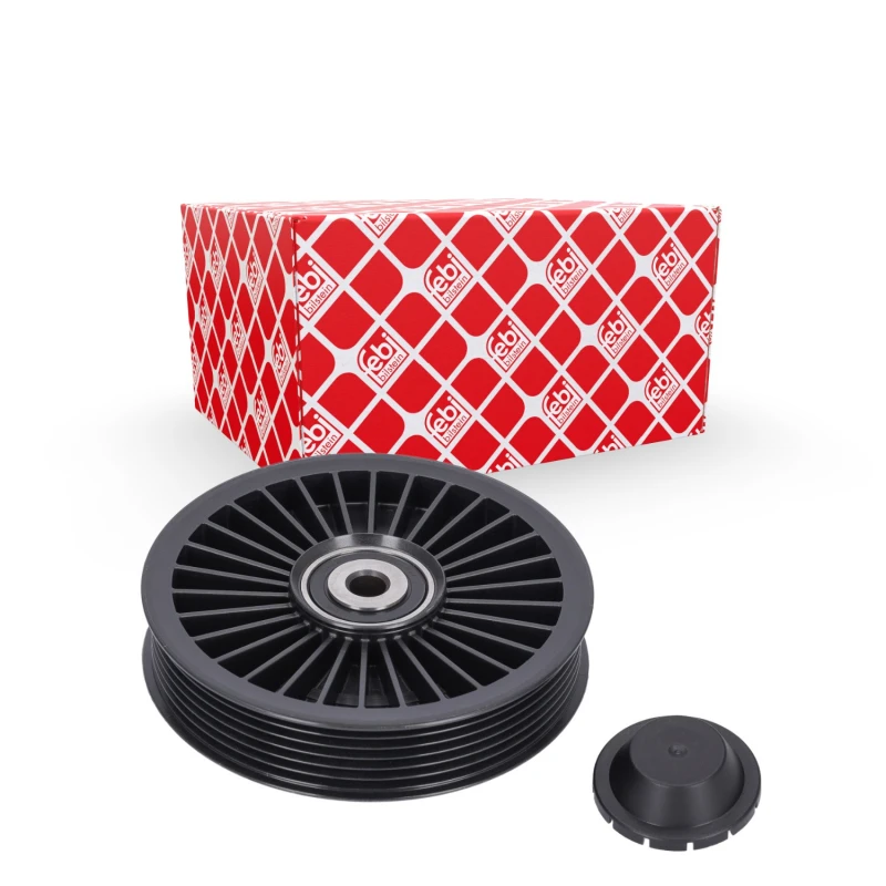 Image of FEBI BILSTEIN 14379 Idler Pulley with cap Plastic Deflection/Guide Pulley,v-ribbed belt (312)
