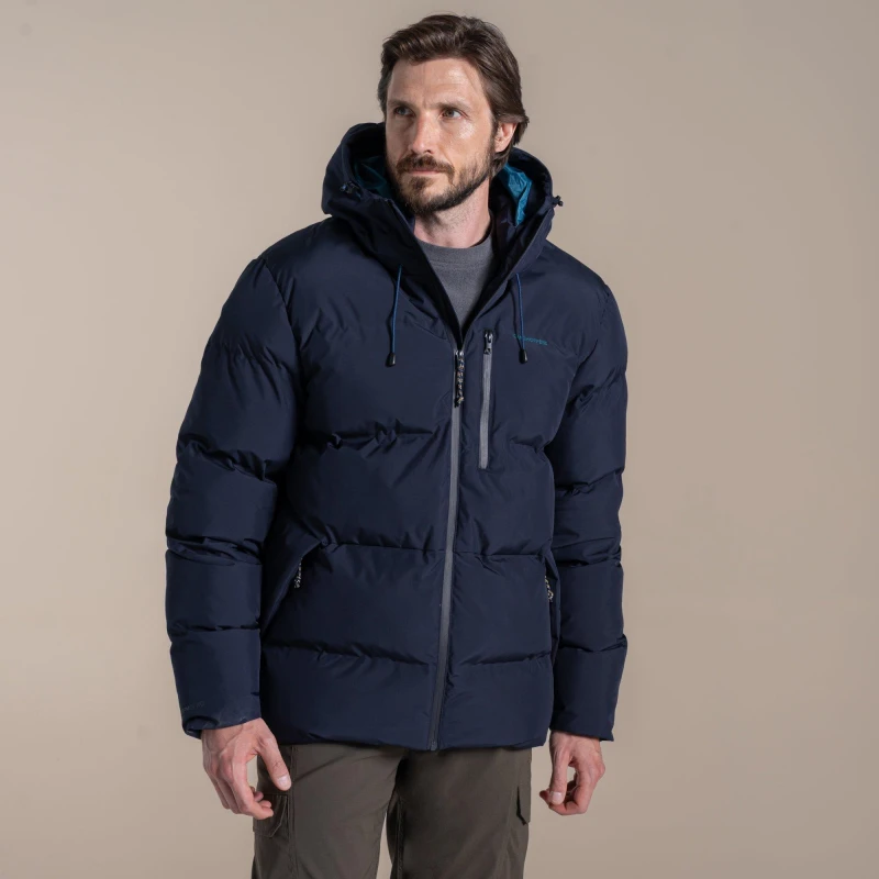 Image of Craghoppers Craghoppers Men Mardale Hooded Baffled Waterproof Jacket in Dark Navy Size: large Dark Navy L Male 5063260130004