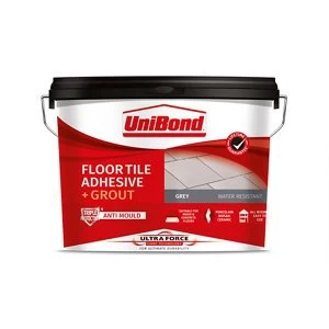 image of UniBond UltraForce Ready mixed Grey Tile Adhesive & grout 14.3kg