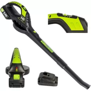 image of Mylek Cordless Leaf Blower 20V Li-ion 4000Mah Battery & Fast Charger - Green & Black